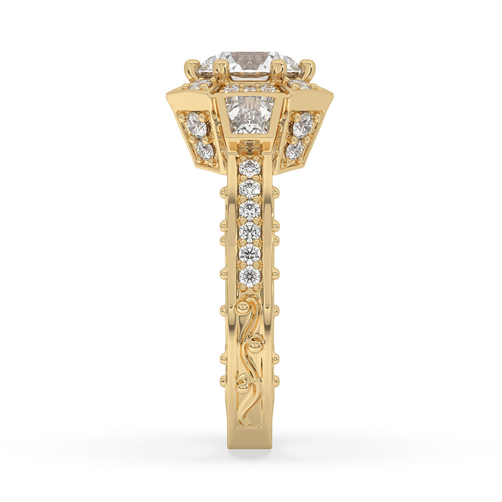 Vintage Diamond Ring with Round Center Stone