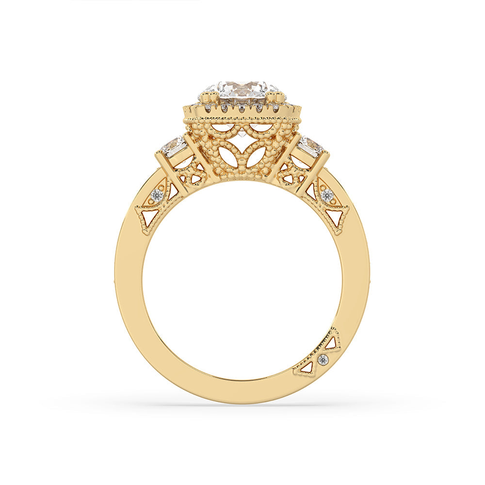 Art Deco Round Halo Engagement Ring