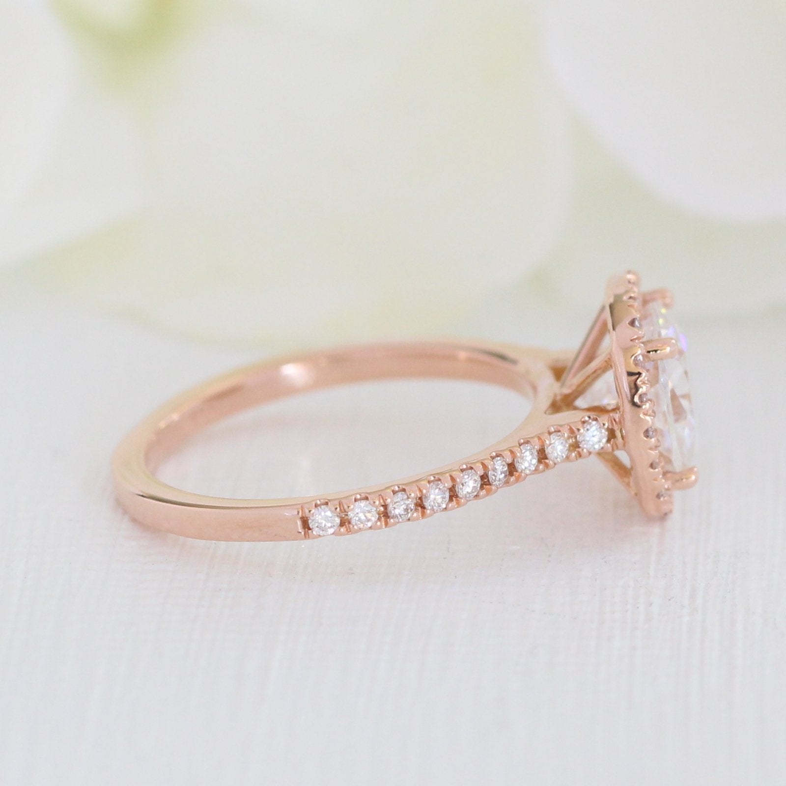 1.65 CT Cushion Cut Moissanite Halo Engagement Ring