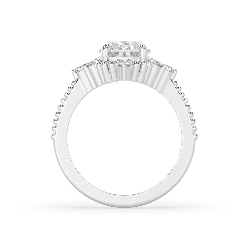 Oval Diamond Ring With Round Side Stone