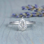 2.50CT Pear Moissanite Solitaire Engagement Ring With Hidden Halo Setting