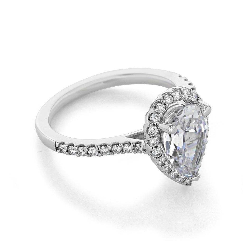 1.93ct Pear Cut Moissanite Halo Engagement Ring