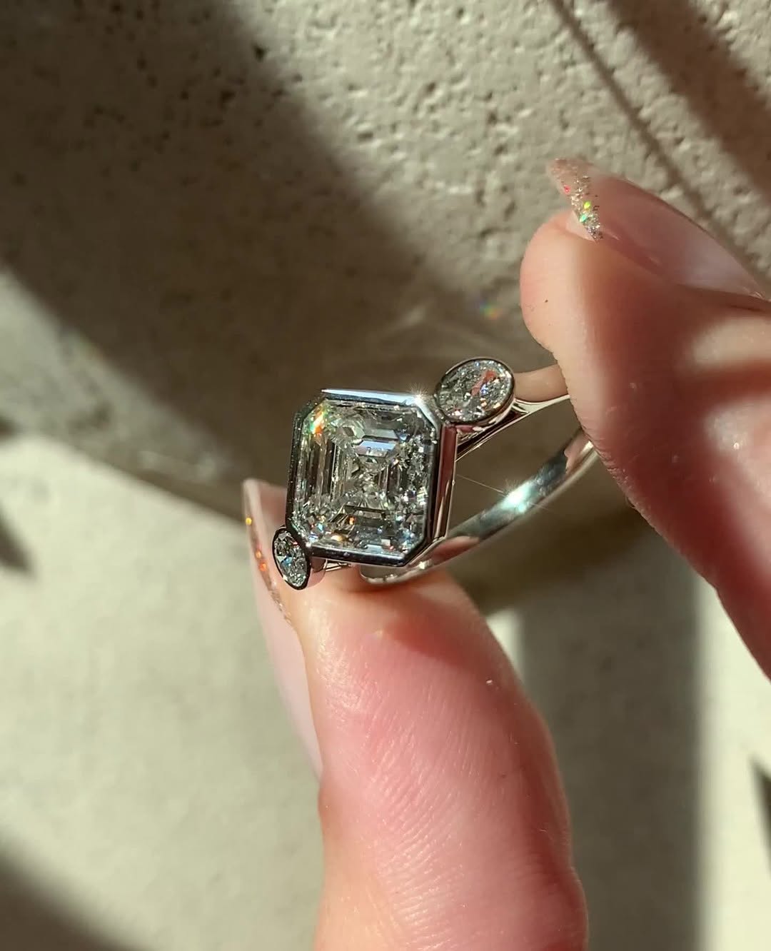 1.50 -3.50  CT Asscher ⁠Cut Lab Grown Diamond Bezel Engagement Ring Secondary image