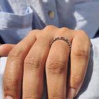 3/4 Eternity Wedding band With Minimalist Birthstone