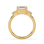 Asscher Cut Diamond Ring With 2 Trapezoid Side Stone