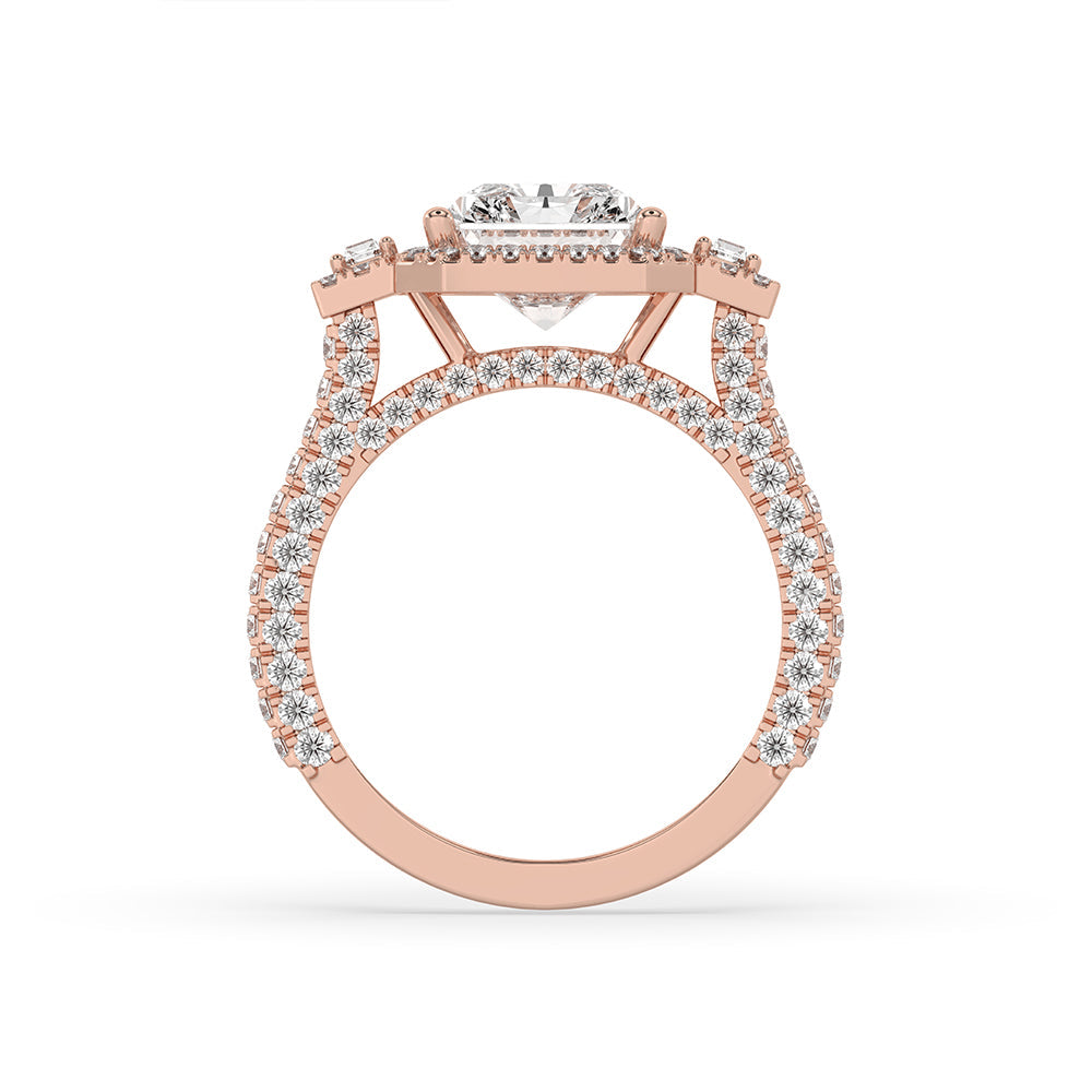 Radiant Cut Ring In 3 Side Pave Setting