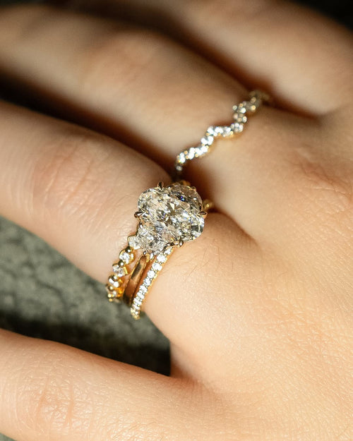 1.0-2.0 CT Oval ⁠Cut Lab Grown Diamond Three Stone Engagement Ring