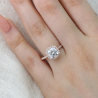 1.65CT Cushion Cut Moissanite Halo Engagement Ring