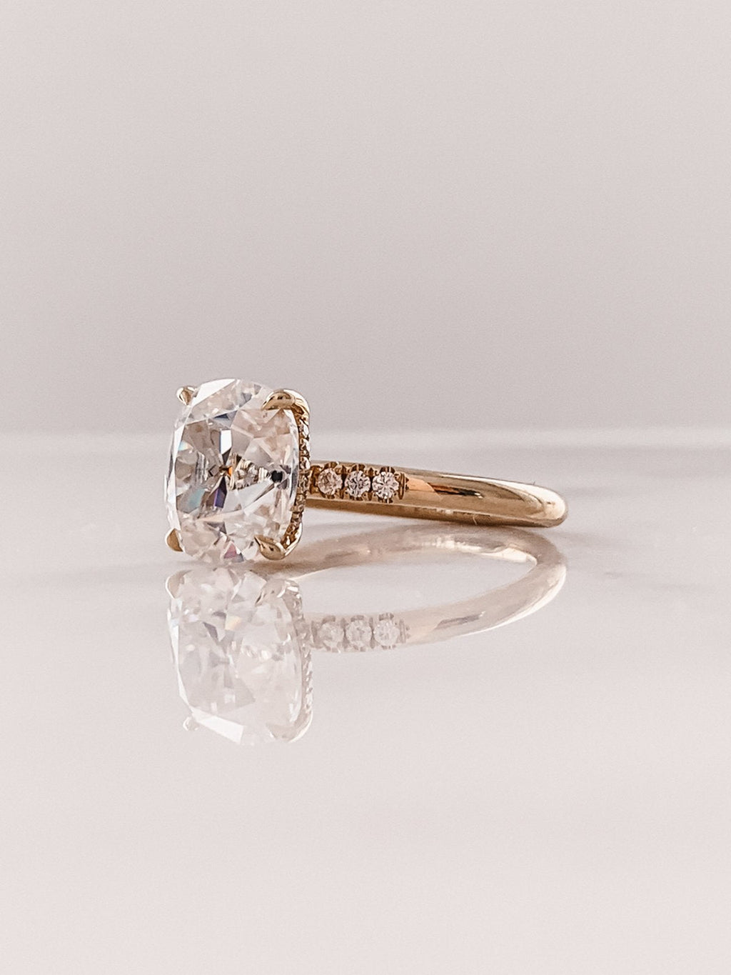 1.50 CT Cushion Cut Solitaire Style Moissanite Engagement Ring