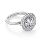 2.0ct Round Cut Moissanite Unique Halo Engagement Ring