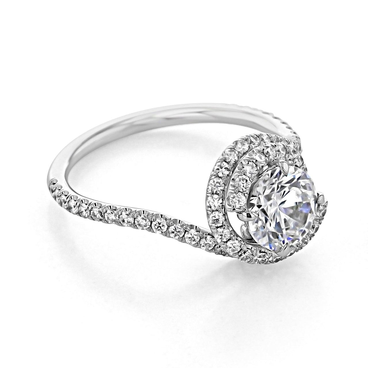 1.0CT Round halo Moissanite Engagement Ring