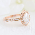 2.0 CT Oval Cut Moissanite Vintage Halo Engagement Ring