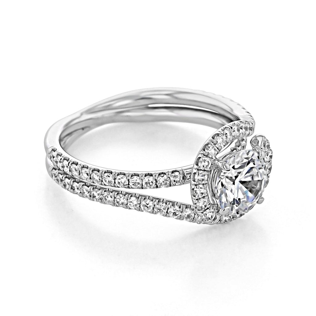 1.0CT Round Cut Bypass Style Moissanite Engagement Ring