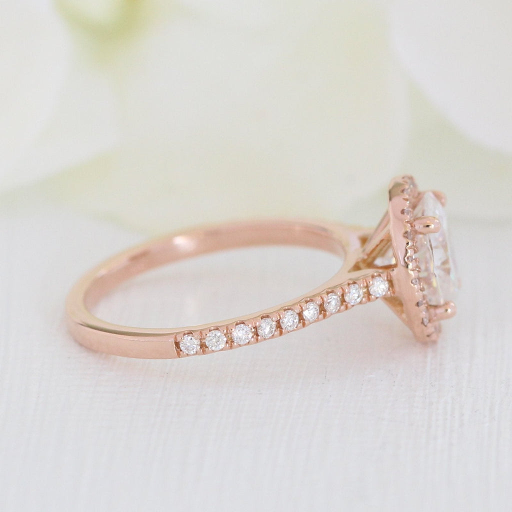 1.50 CT Oval Cut Halo Style Moissanite Engagement Ring