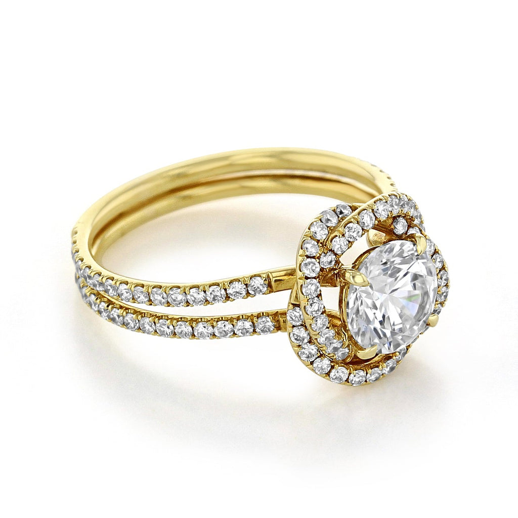 1.0ct Round Cut vintage Style Moissanite Engagement Ring