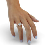 Three Stone Engagement Ring with Emerald Diamonds