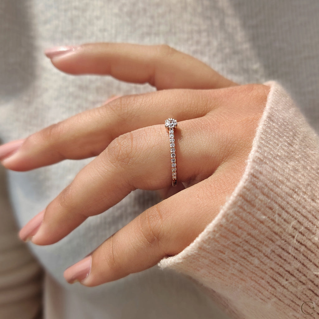 Round Cut Pave Diamond Ring