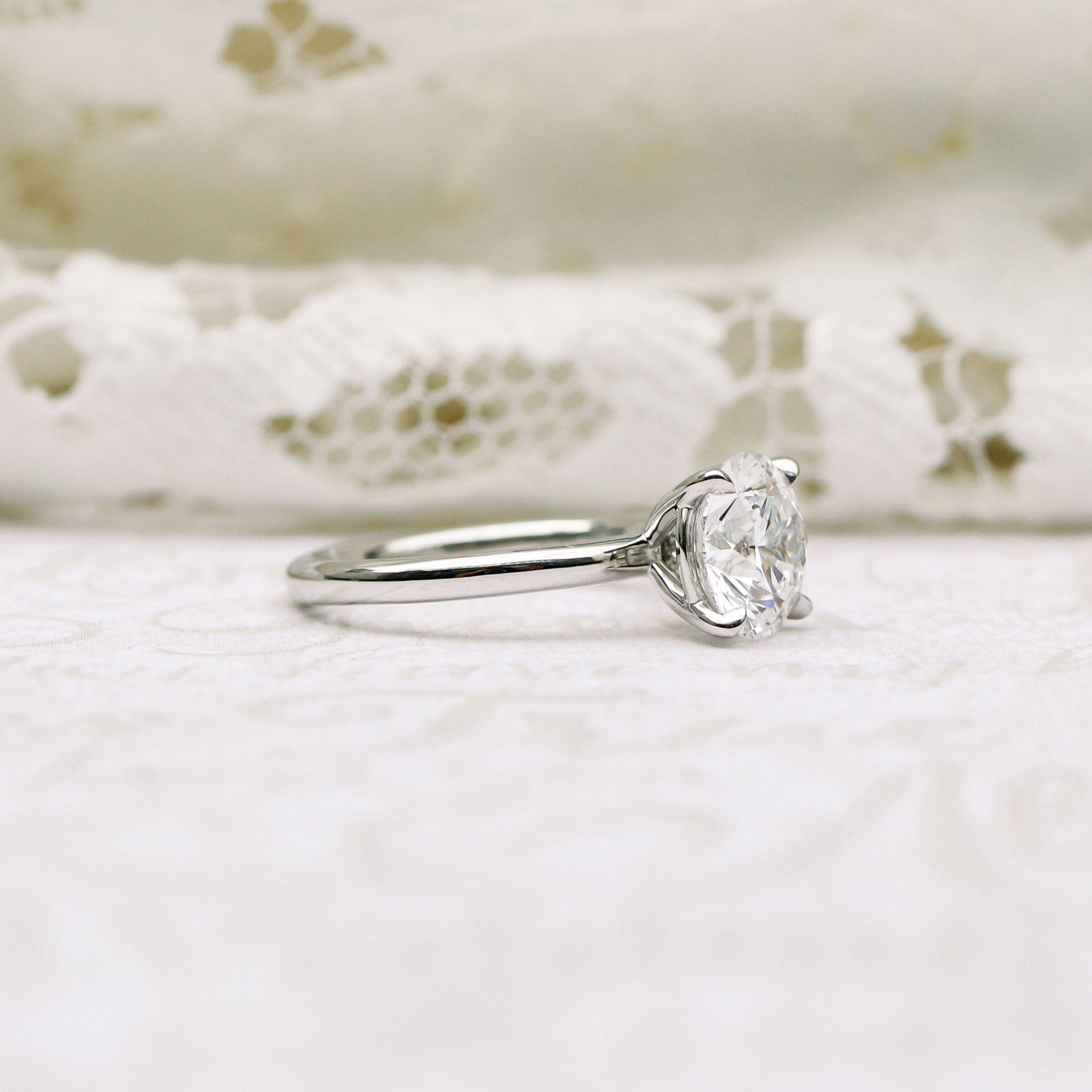 1.75 CT Round Brilliant Cut Moissanite Solitaire Engagement Ring