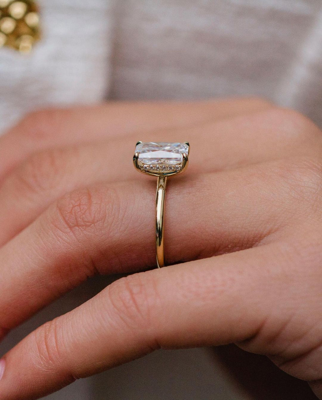 3.0 CT Radiant Cut Hidden Halo Moissanite Engagement Ring