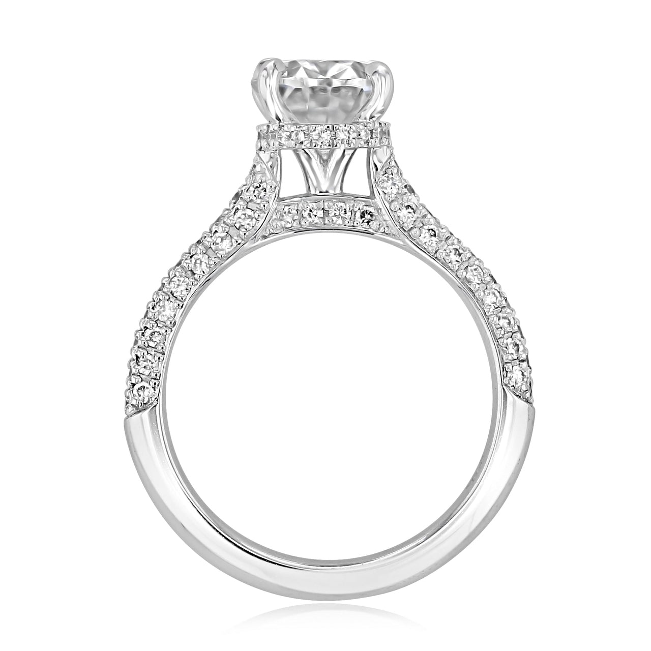 1.93CT Oval Moissanite Hidden Halo Triple Pave Setting Engagement Ring