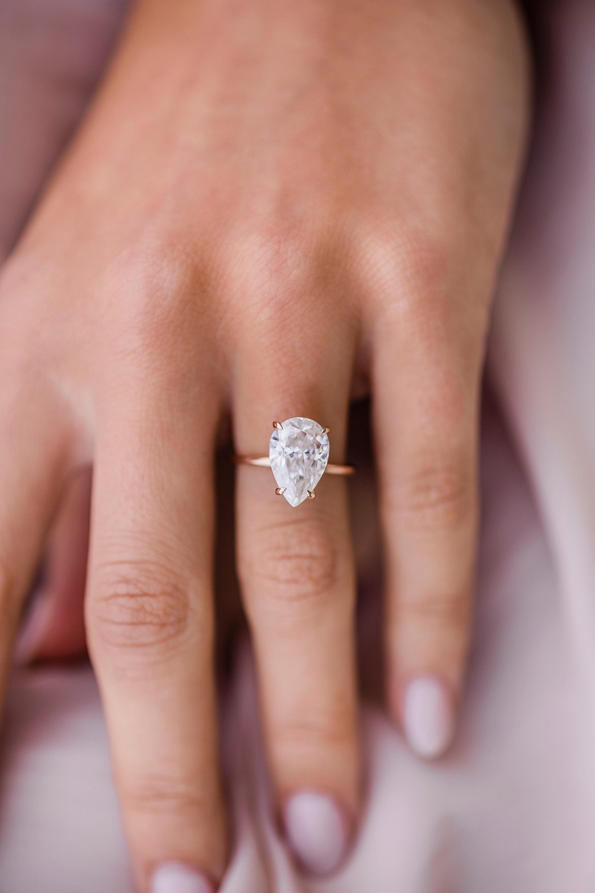 3.20 CT Pear Cut Moissanite Solitaire Engagement Ring