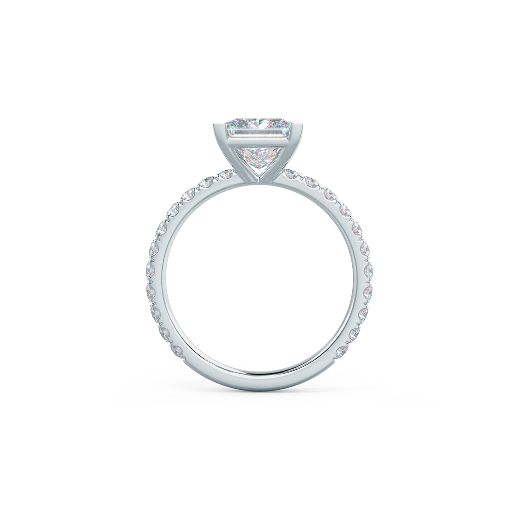 2.0 CT Princess Moissanite Pave Setting Engagement Ring