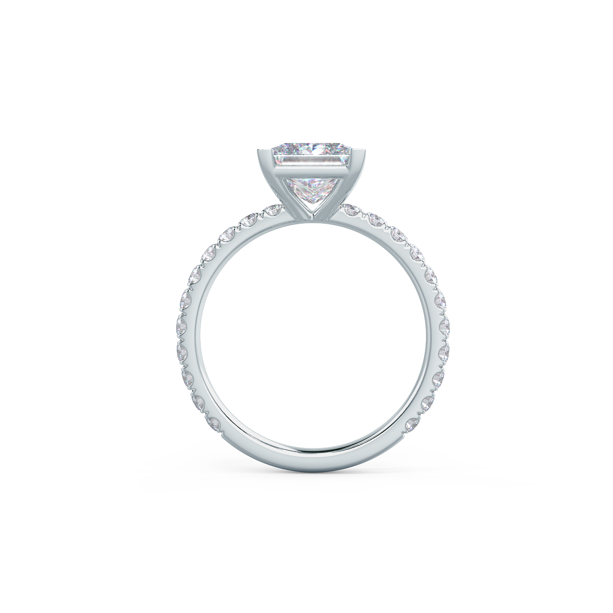 2.0 CT Princess Moissanite Pave Setting Engagement Ring