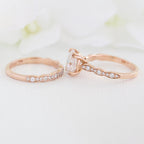 2.0CT Oval Moissanite Vintage Halo Bridal Ring Set