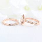 1.0CT Pear Cut Moissanite Vintage Halo Bridal Ring Set