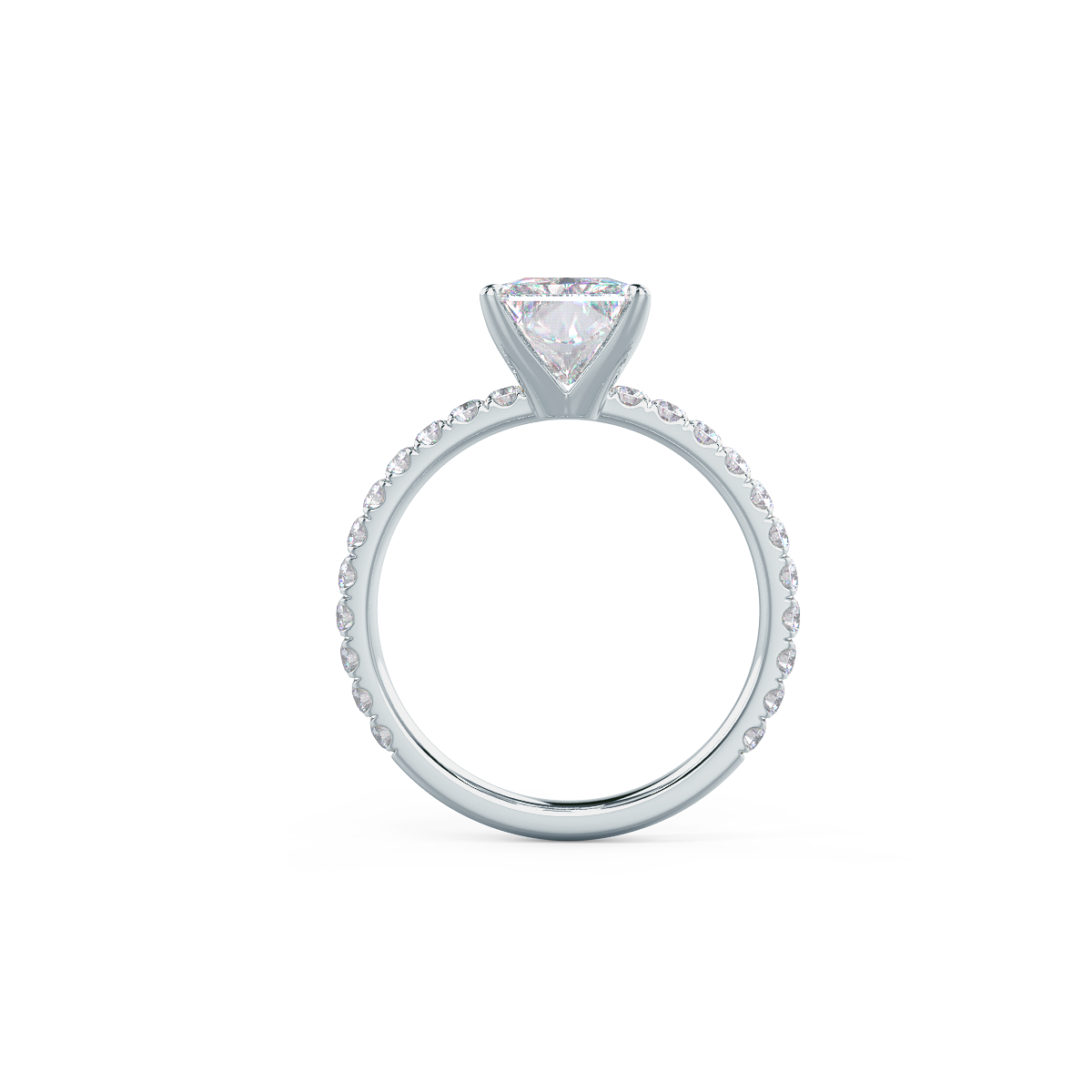 2.0 CT Radiant Moissanite Pave Setting Engagement Ring