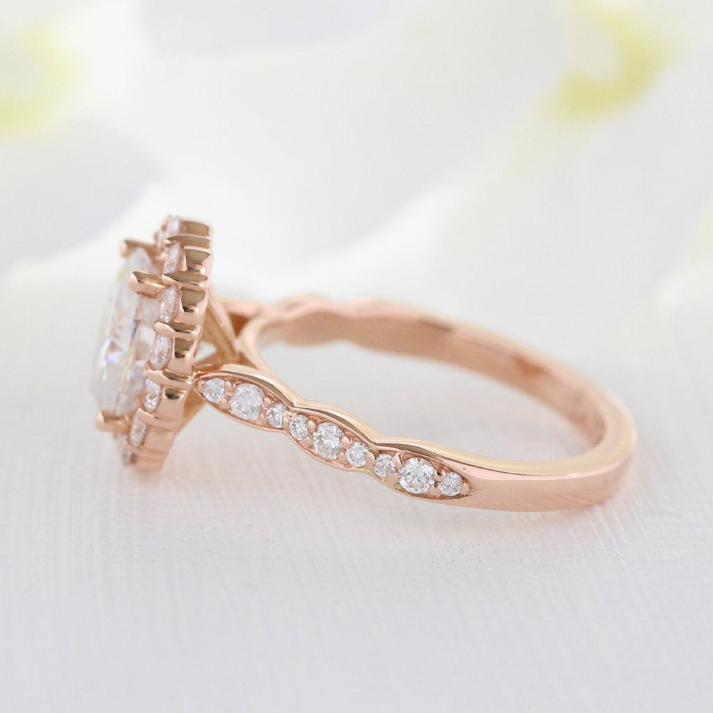 1.50 CT Oval Cut Vintage pave Style Moissanite Engagement Ring