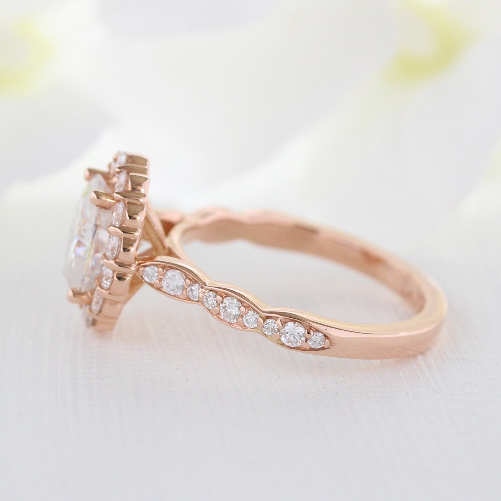 1.50 CT Oval Cut Vintage pave Style Moissanite Engagement Ring
