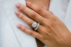 4.10 CT Asscher Cut Moissanite Three Stones Engagement Ring