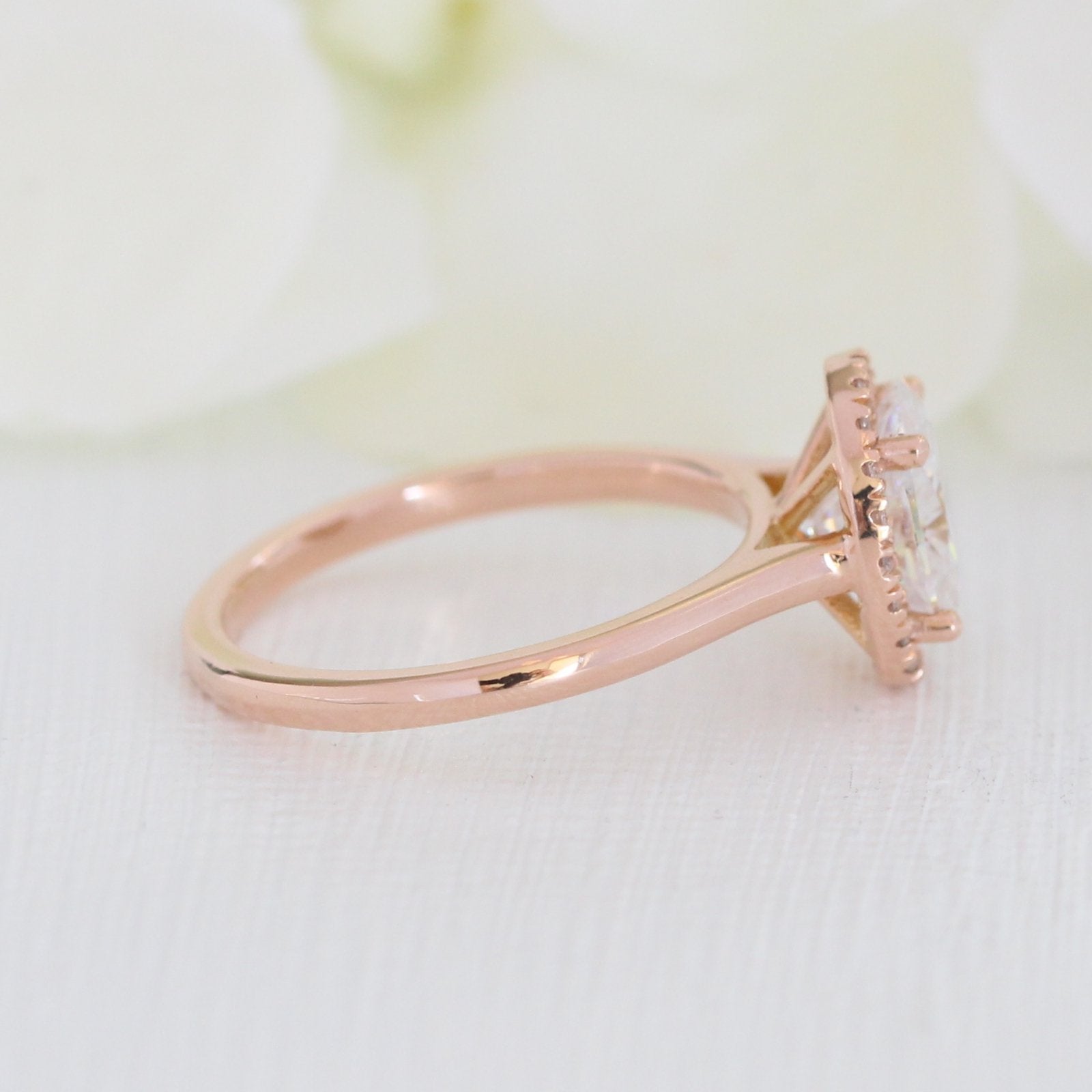 1.50 CT Oval Cut Halo Style Moissanite Engagement Ring