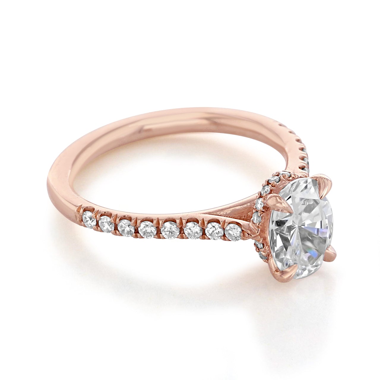 1.33CT Oval Cut Hidden Halo Moissanite Engagement Ring
