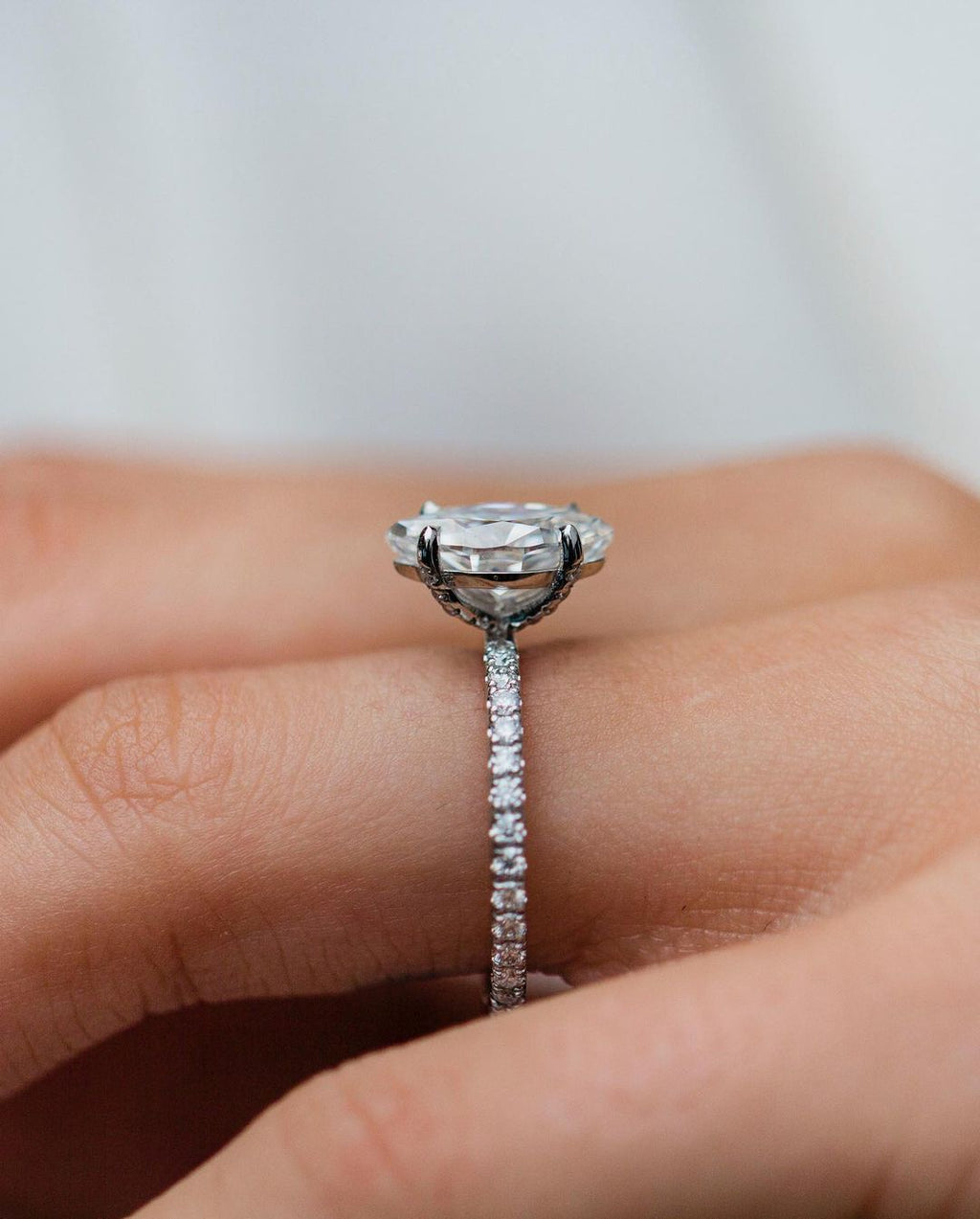 2.0 CT Marquise Cut Pave Style Moissanite Engagement Ring
