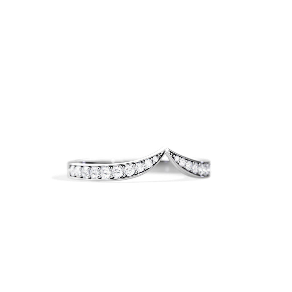0.30 TCW Round Moissanite Curved Wedding Band