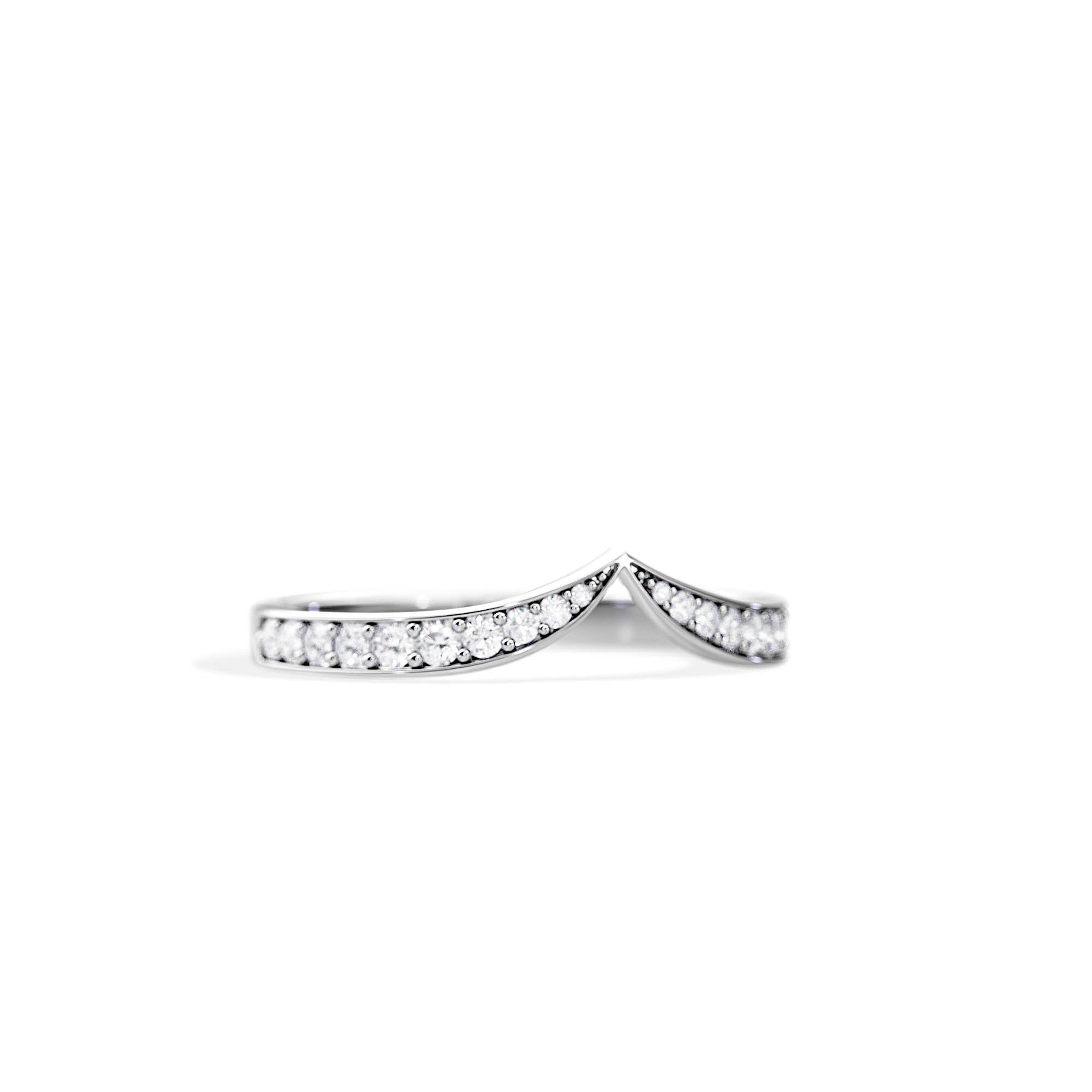 0.30 TCW Round Moissanite Curved Wedding Band