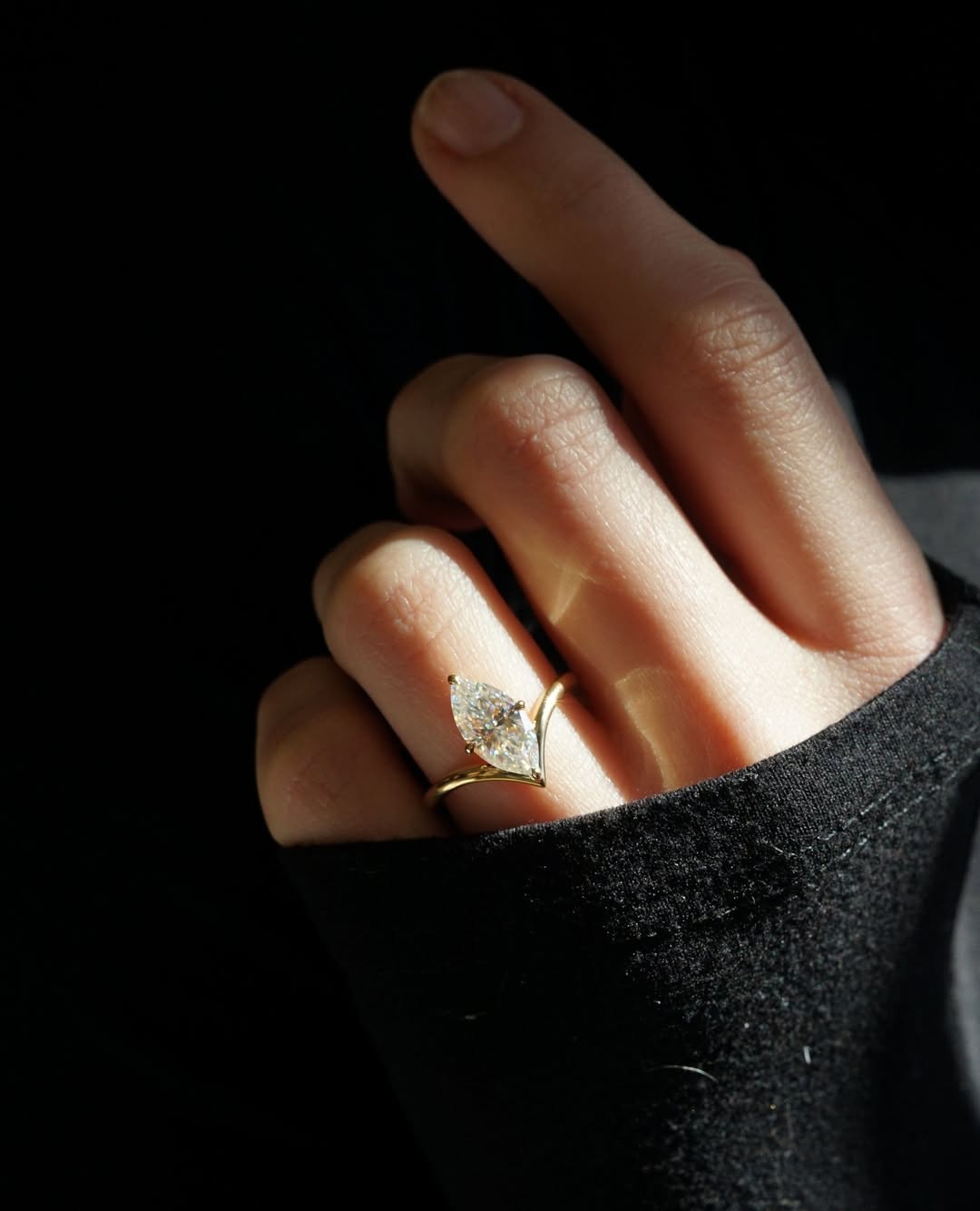 2.0 -3.50 CT Marquise ⁠Cut Lab Grown Diamond Unique Engagement Ring