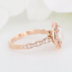1.50 CT Vintage Oval Cut Moissanite Halo Engagement Ring