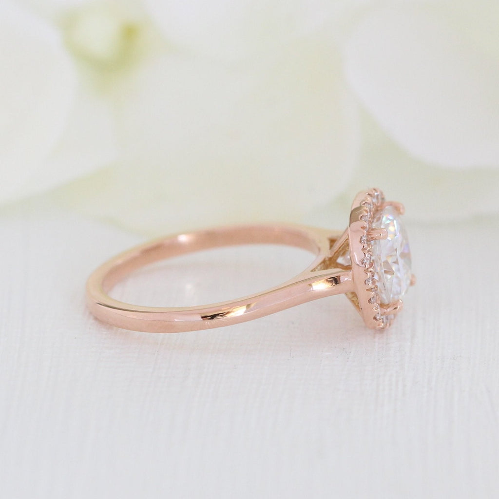 1.65 CT Cushion Cut Moissanite Halo Engagement Ring