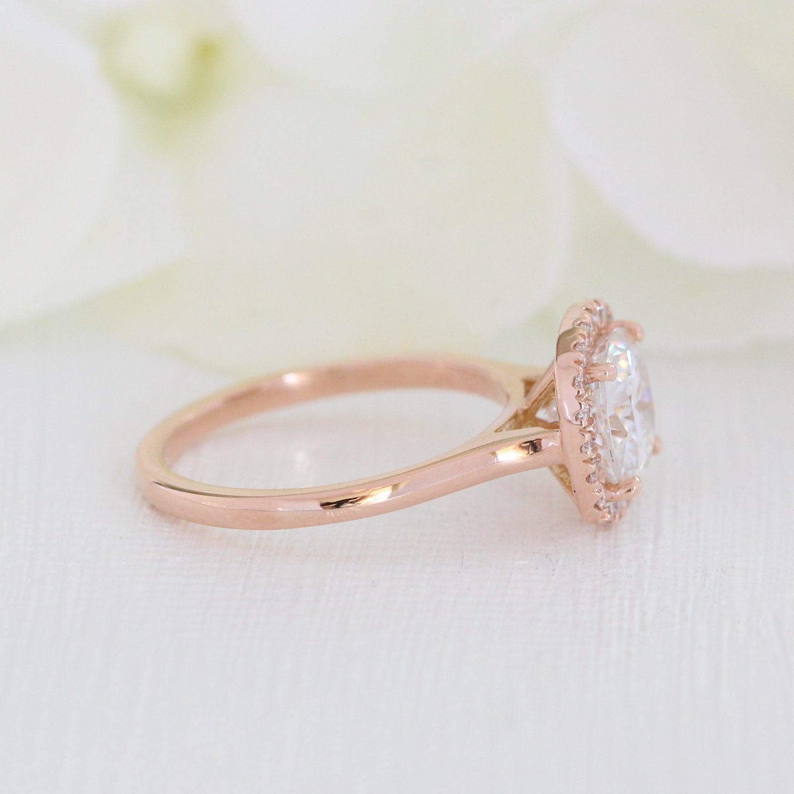 1.65 CT Cushion Cut Moissanite Halo Engagement Ring