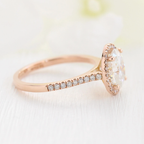 2.0 CT Oval Cut Moissanite Halo Engagement Ring