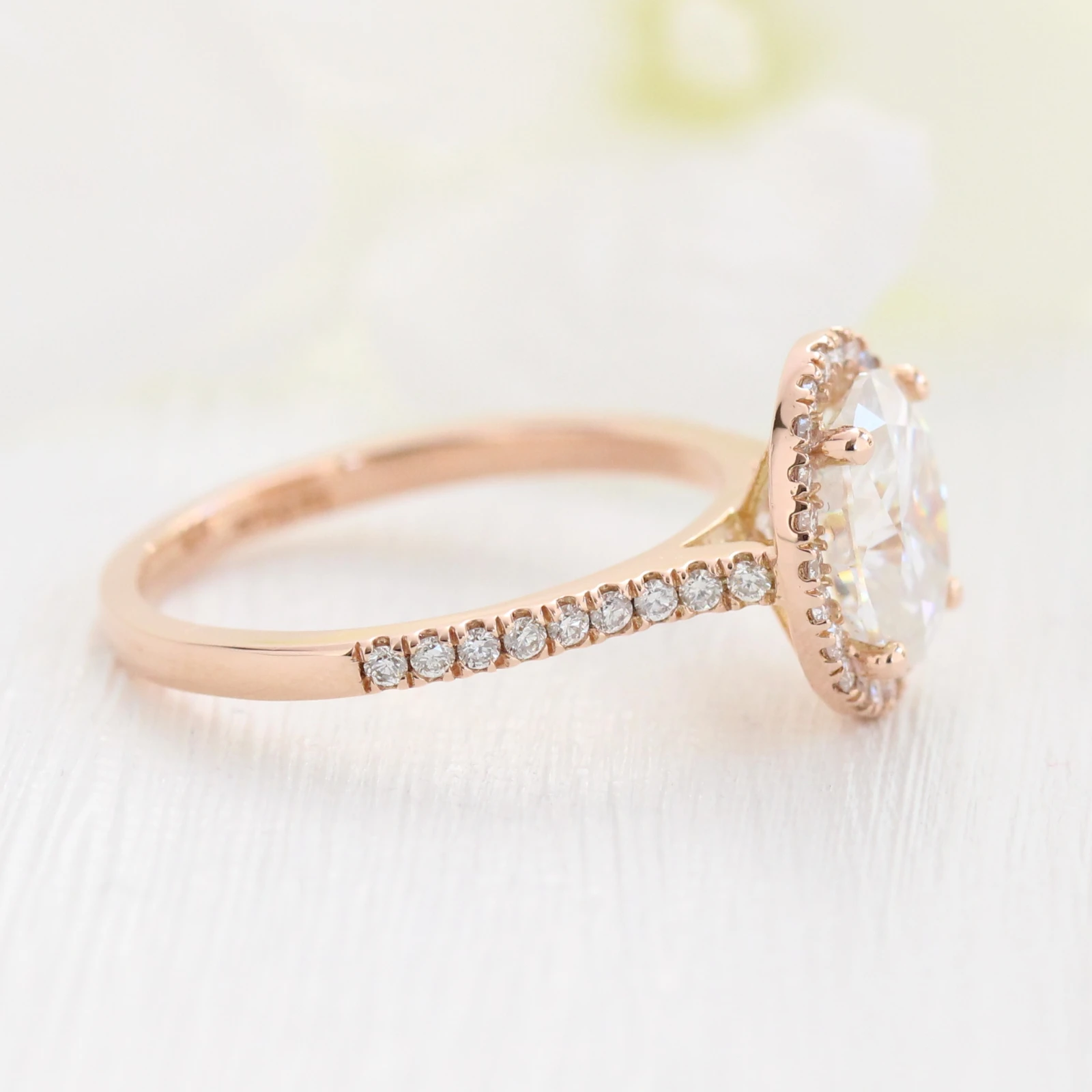 2.0 CT Oval Cut Moissanite Halo Engagement Ring