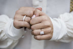 3.50 CT Emerald Cut Moissanite Solitaire & Hidden Halo Engagement Ring