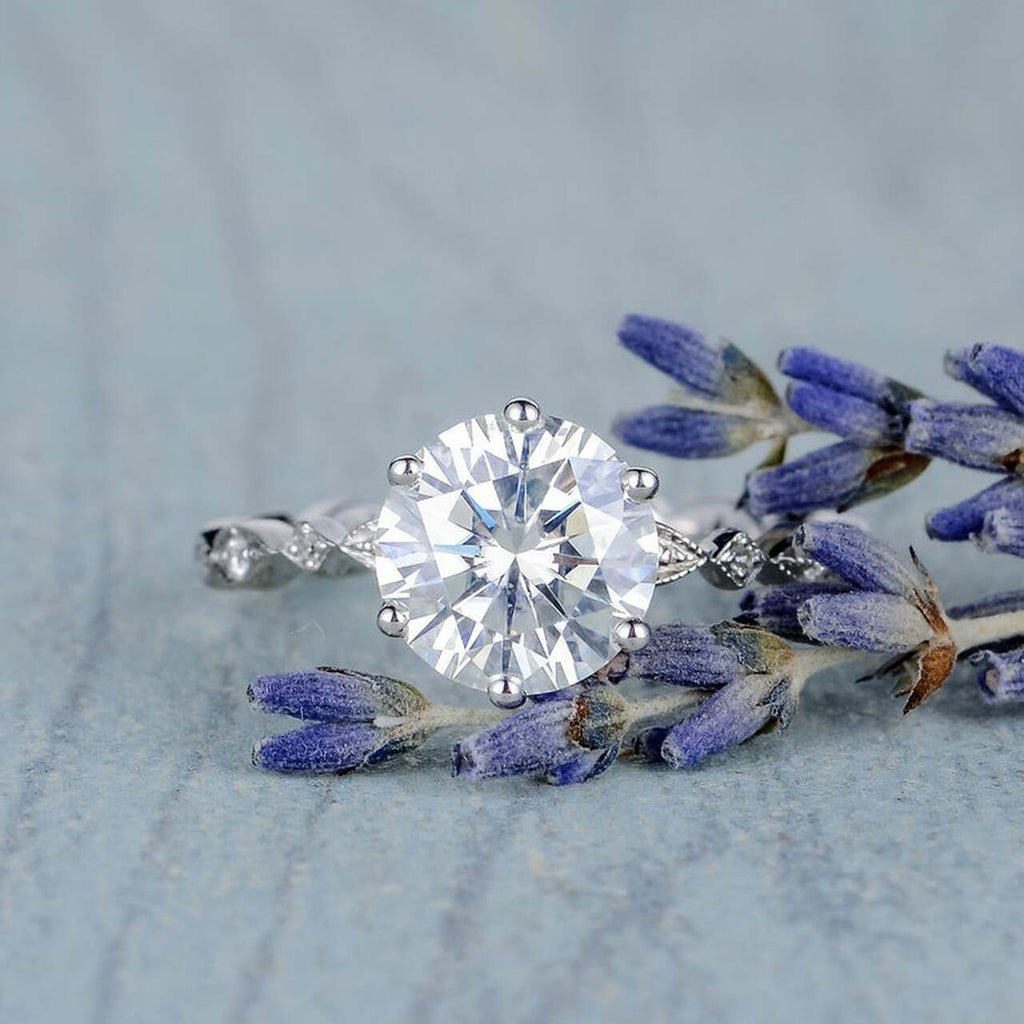 2.0CT Round Brilliant Cut Moissanite Solitaire Engagement Ring
