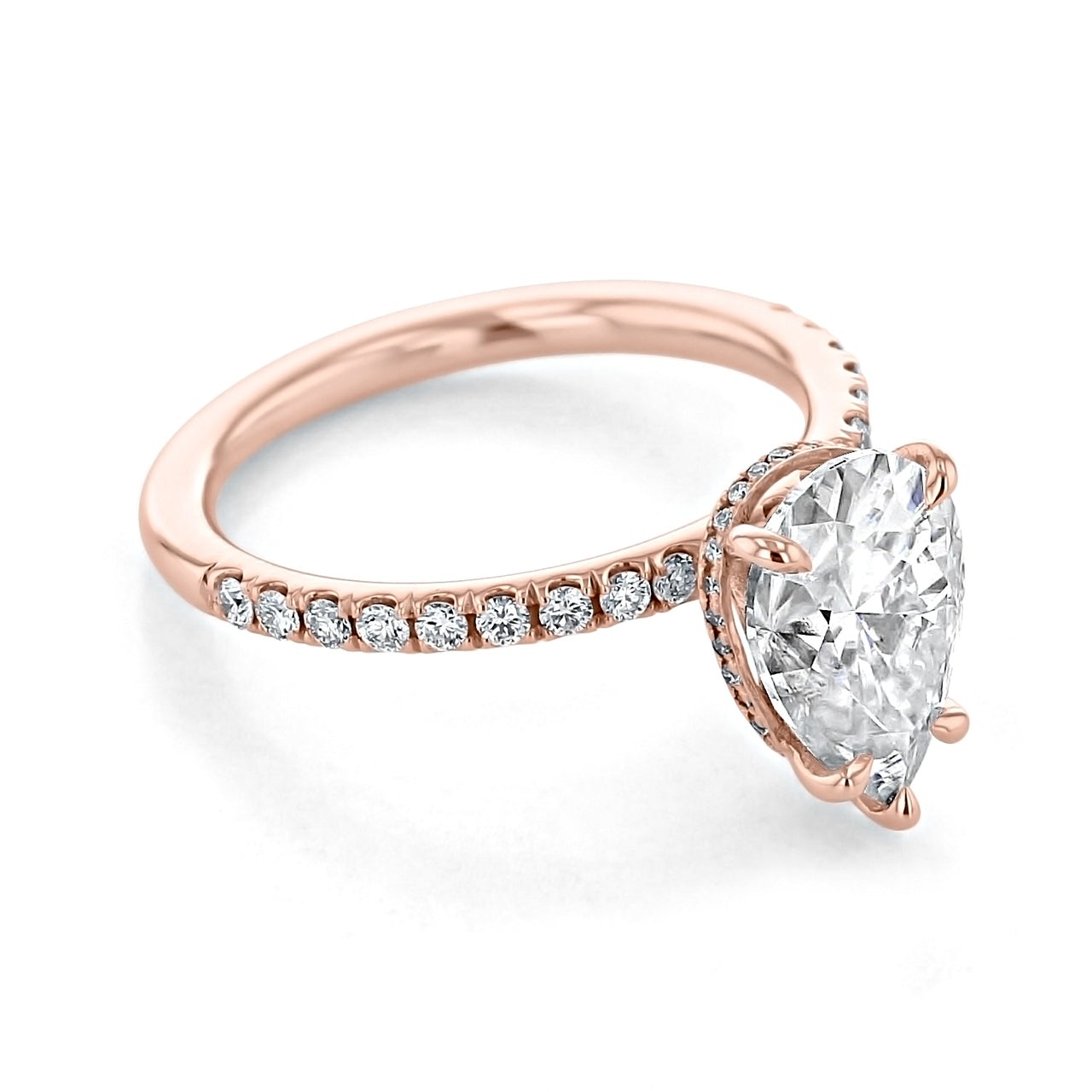 1.93CT Pear Cut Moissanite Hidden Halo Engagement Ring