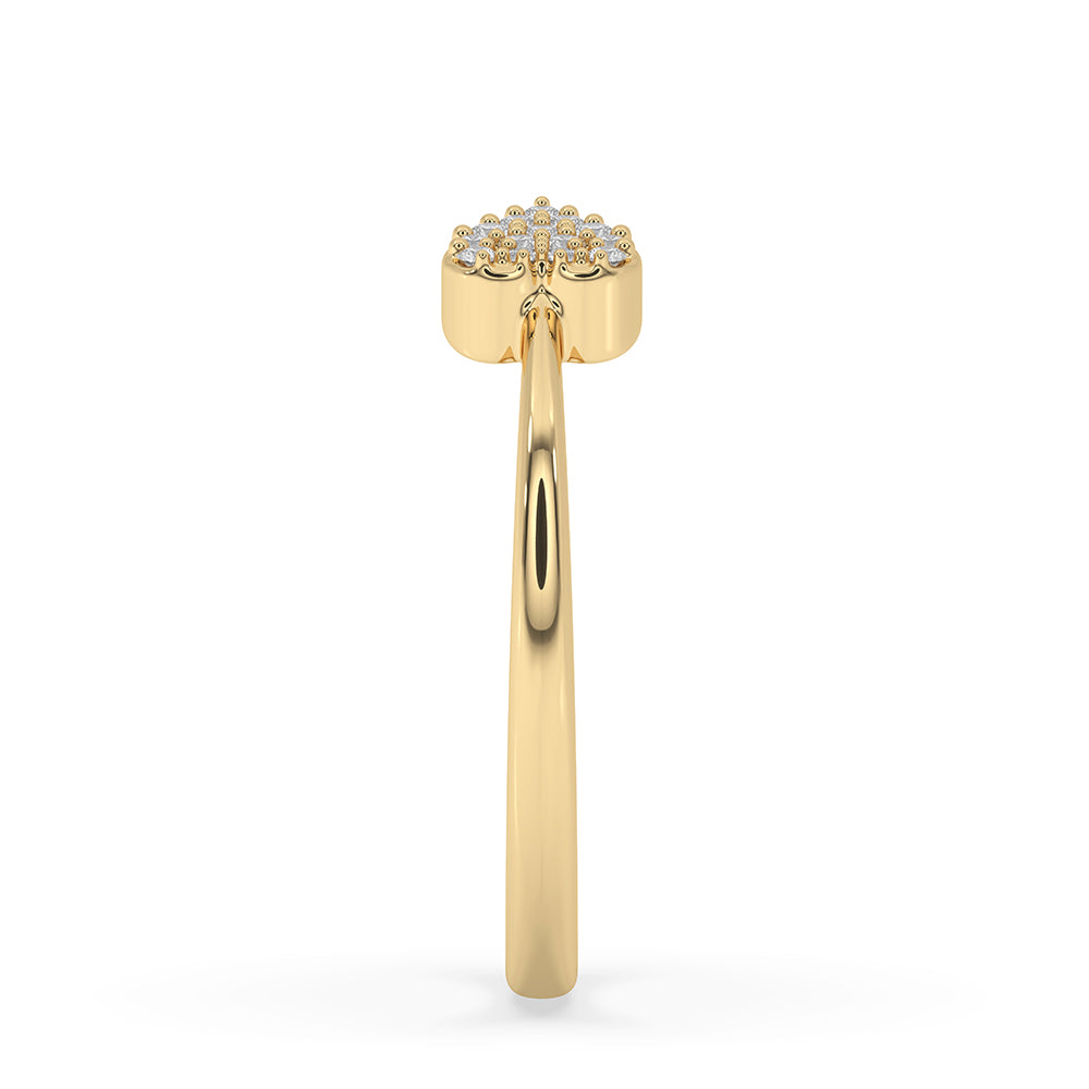 Round Cut Ring In Yellow Gold Finish