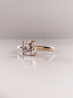 2.50 CT Cushion Moissanite Solitaire Engagement Ring With Hidden Halo Setting