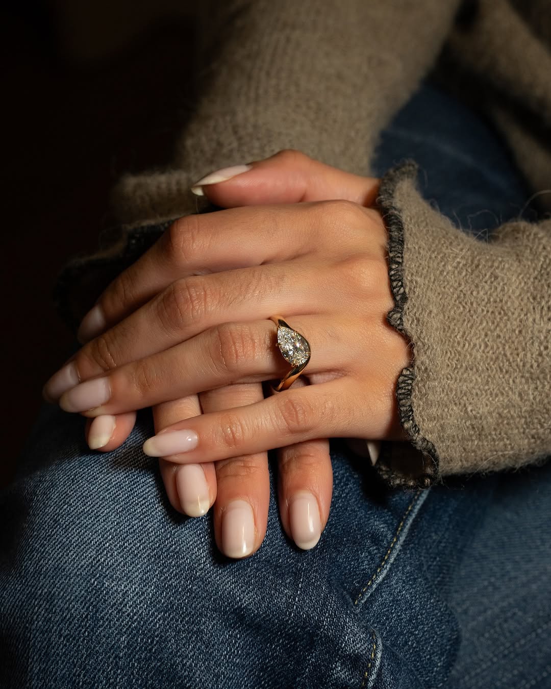 1.0-3.0 CT Pear ⁠Cut Lab Grown Diamond Unique  Engagement Ring